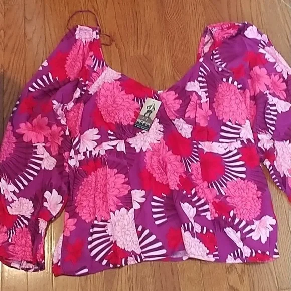 Sofia Vergara Bustier Floral Peasant Top 3X - Picture 12 of 12